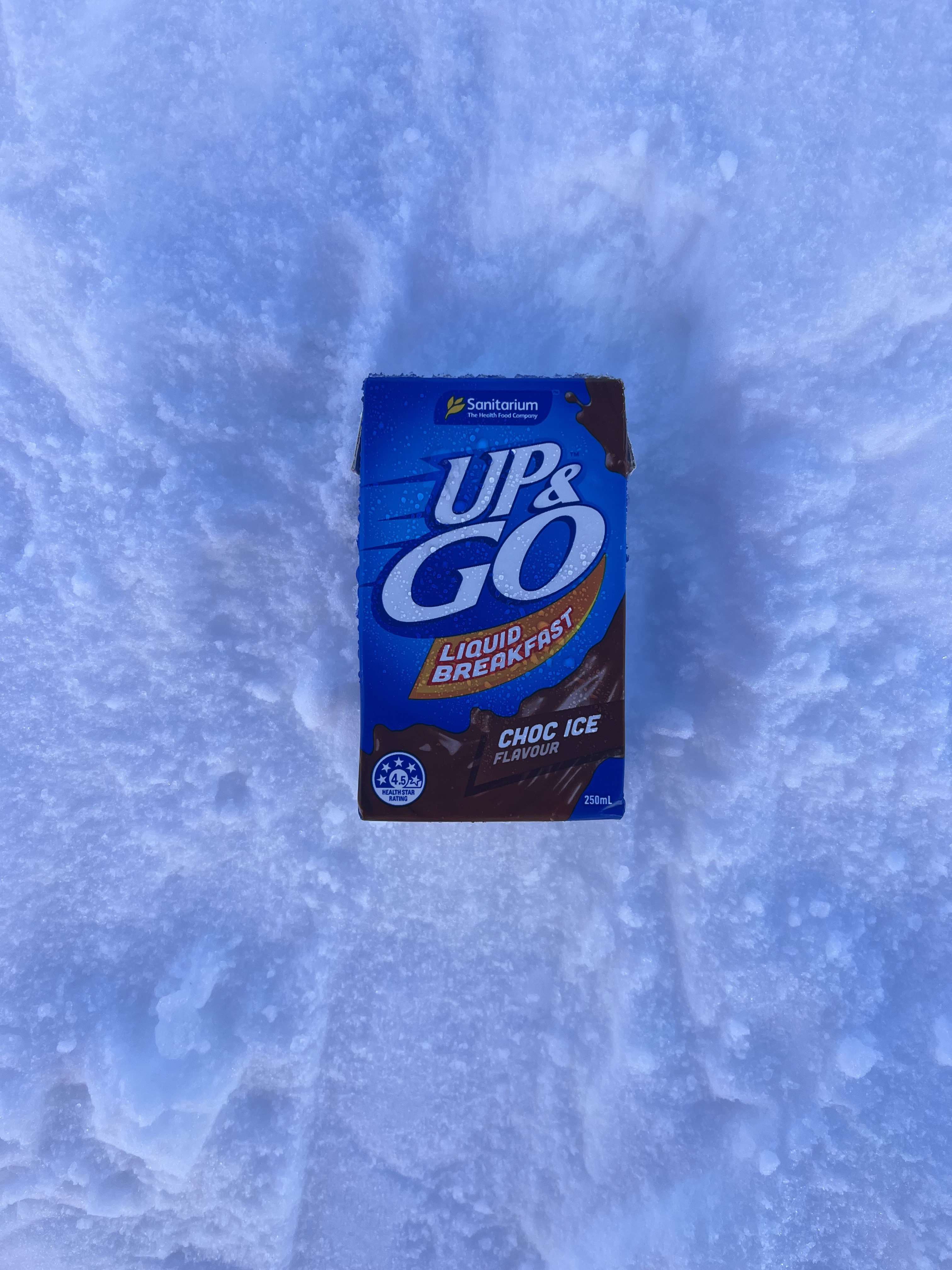 Up and Go liquid breakfast in the snow